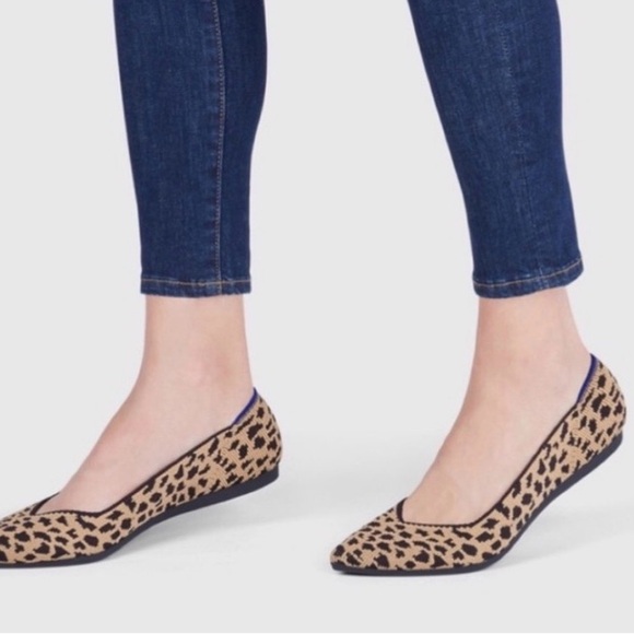 Rothy’s The Point Leopard Womens 8 Pointed Toe Ballet Flats Brown Animal Print - Picture 2 of 14